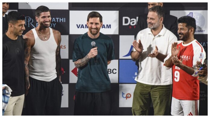 Lionel Messi in India: मेसी ने एग्जीबिशन मैच में लिया हिस्सा, सीएम रेवंत के साथ राहुल गांधी भी रहे मौजूद